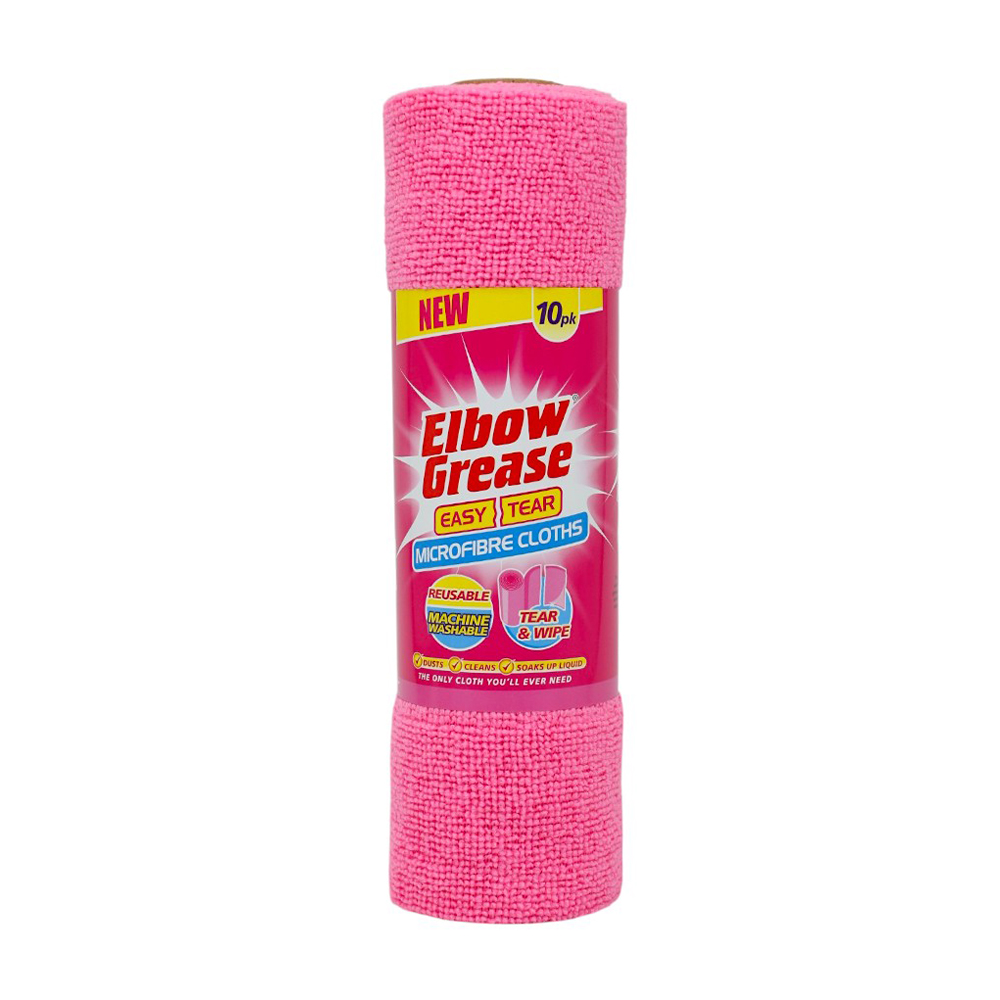 Серветка для прибирання Elbow Grease Easy Tear з мікрофібри, в рулоні, рожева, 10 шт